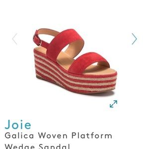 Joie Red Stripes Woven Platform Wedge Sandals